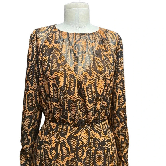 Finders Keepers Lana Snakeskin-Print Mini Dress Brown Black Size US 4 - Picture 3 of 12